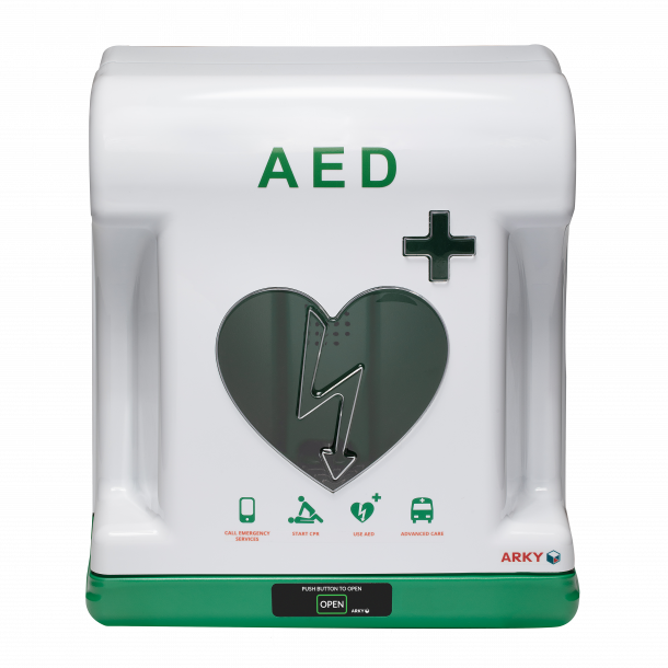 Arky® CORE CLASSIC Defibrillator - Wandkasten für Außen mit Heizung, Belüftung, Alarm und LED-Beleuchtung, UV Schutz & weisser Abdeckung